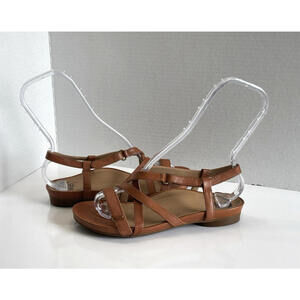 Abeo Samantha Neutral Strappy Womens Size 7 Brown Leather Low Heel Comfy Sandals